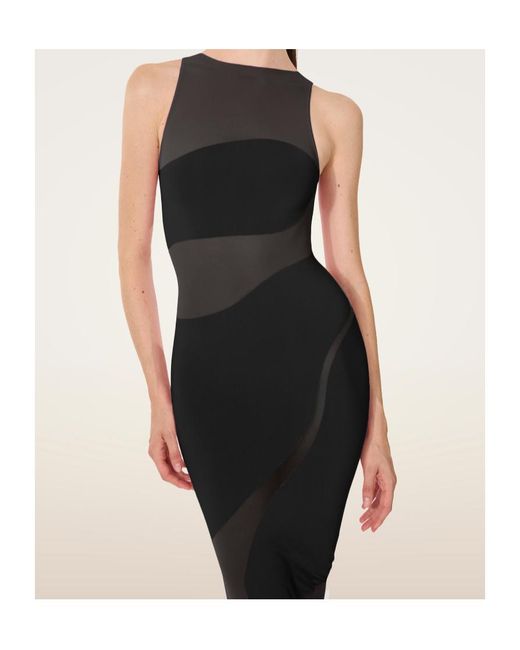 Wolford Black Sheer Panel Maxi Dress