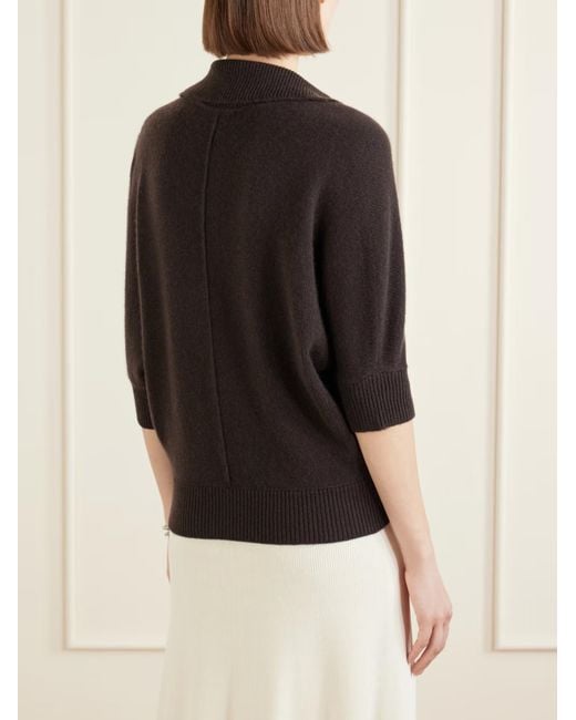 Proenza Schouler Black Vella Cashmere Polo Collar Sweater
