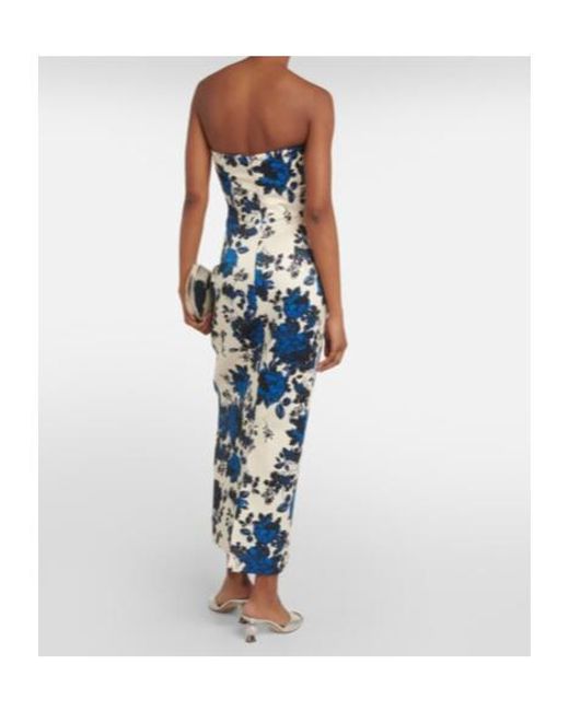 Emilia Wickstead Blue Yulie Floral Taffeta Midi Dress