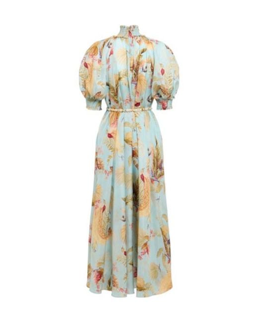 Zimmermann Blue Billowed Silk Maxi Dress