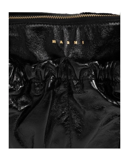 Marni Black Logo Printed Shoulder Bag