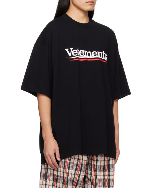 Vetements Black Logo Printed Crewneck T-Shirt for men