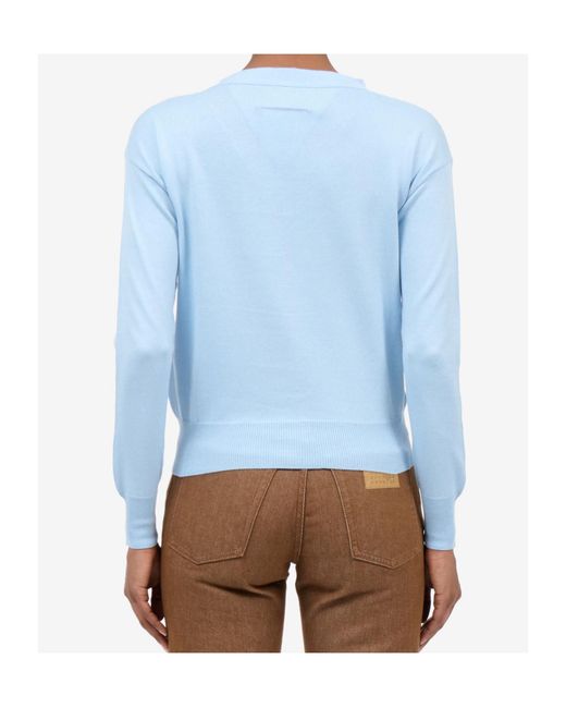 MM6 by Maison Margiela Blue V-Neck Buttoned Cardigan