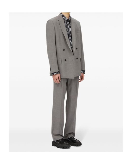 MSGM Gray Double Breasted Tailored Blazer for men