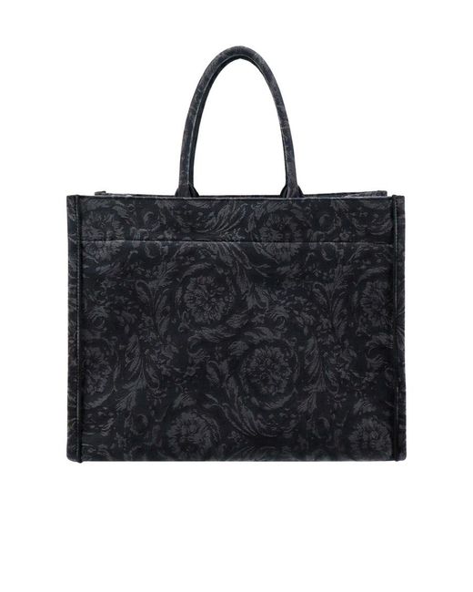Versace Black Athena Barocco Jacquard Large Tote Bag