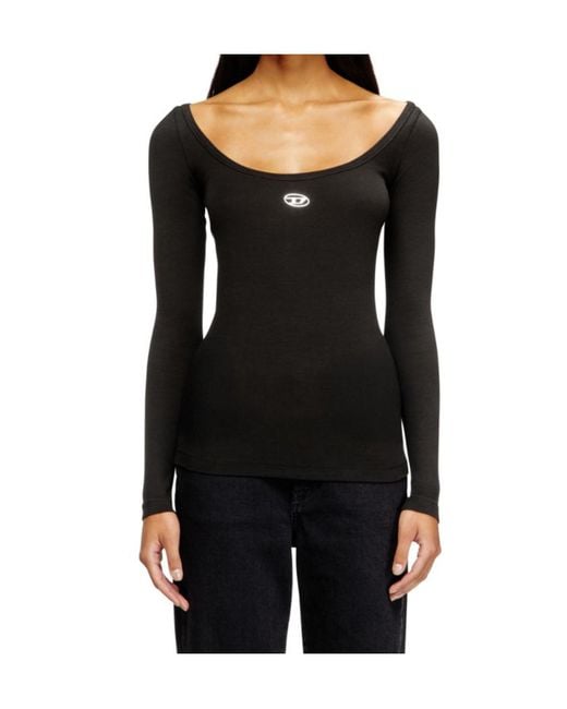 DIESEL Black Oval-D Long Sleeved Ribbed Top