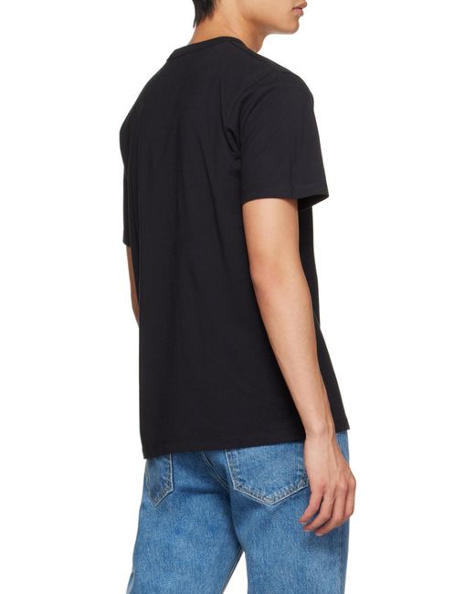Maison Kitsuné Black Profile Logo-Print T-Shirt for men