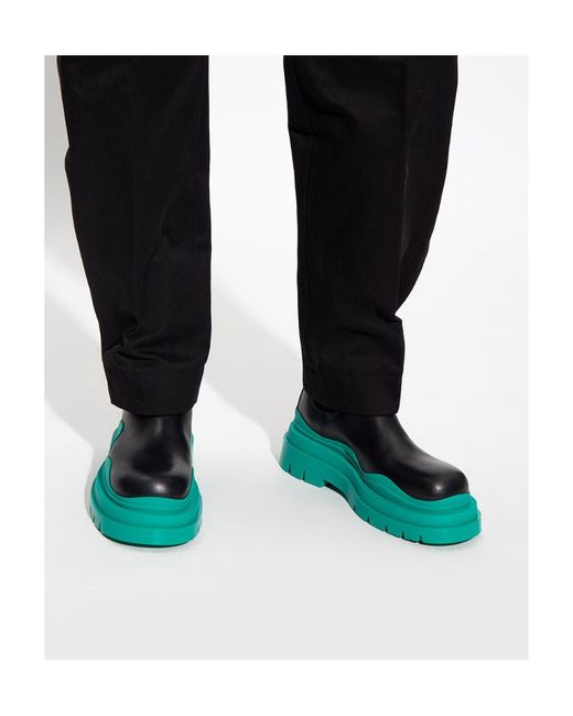 Bottega Veneta Blue Tire Contrast-Sole Boots for men