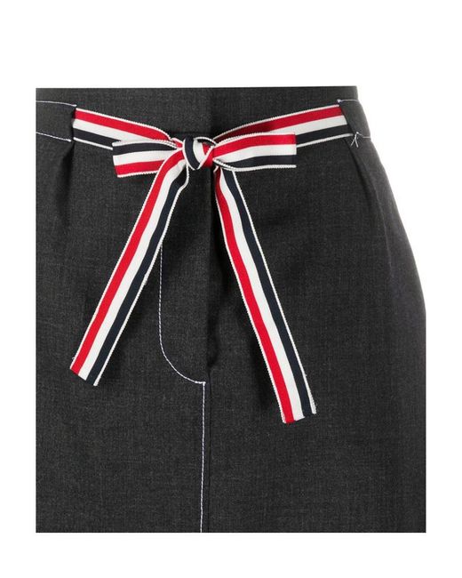 Thom Browne Black 2Ply Fresco Tie Waist Mini Sack Skirt