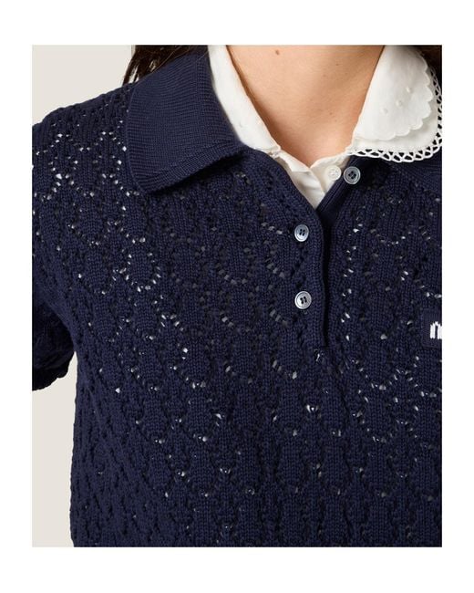 Miu Miu Blue Cotton Polo Shirt
