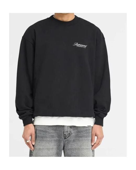 Represent Blue Logo Printed Crewneck Sweatshirt for men