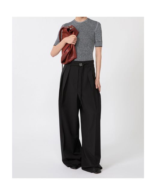 Sportmax Gray Short-Sleeved Knitted Shirt
