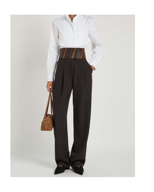 Alaïa Black Panelled Belted Wool Trousers