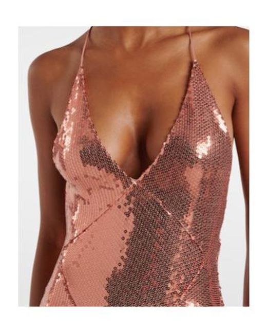 Alex Perry Brown Open-Back Sequined Gown
