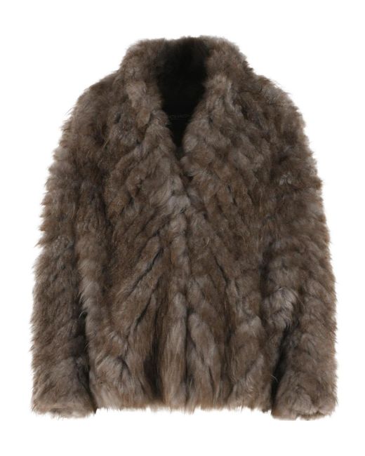 Simonetta Ravizza Brown Lapel Jacket Made Of Cashmere Goat Fur