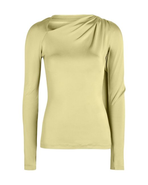 Victoria Beckham Yellow Gathered Stretch-Jersey Top