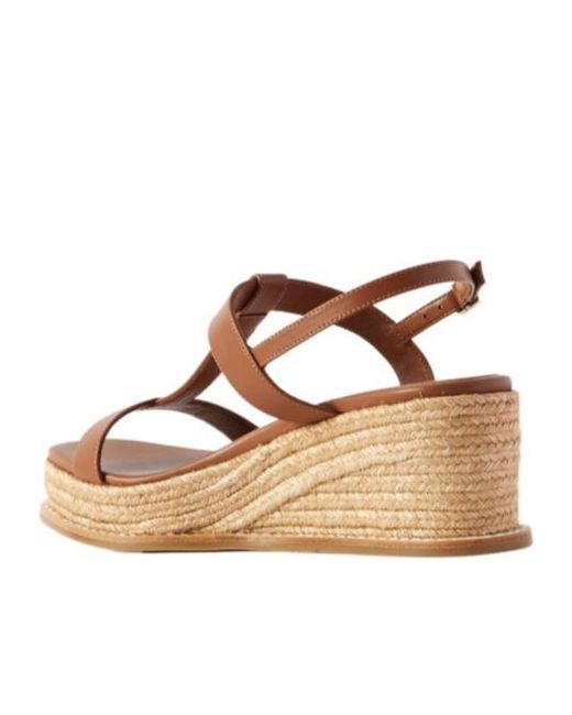 Jimmy Choo Brown Leather Espadrilles Wedge Sandals