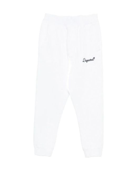 DSquared² White Logo Embroidered Sweatpants for men