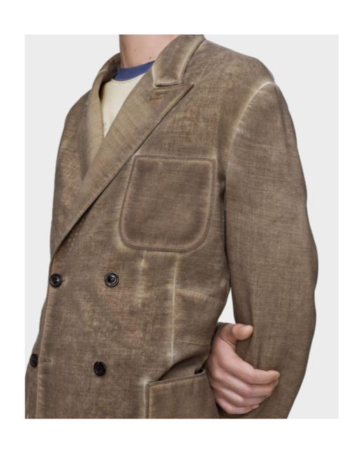 Maison Margiela Brown Double-Breasted Vintage Effect Blazer for men