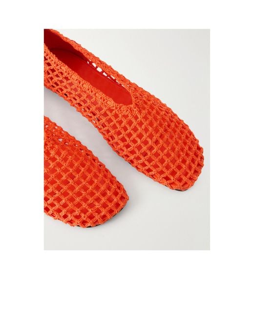 Proenza Schouler Red Slant Crocheted Ballet Flats