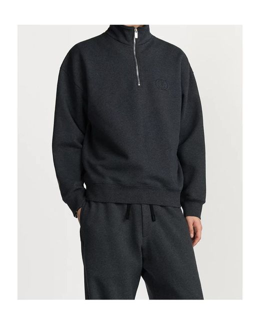 Dior Blue Homme High Neck Zip Detailed Sweatshirt for men