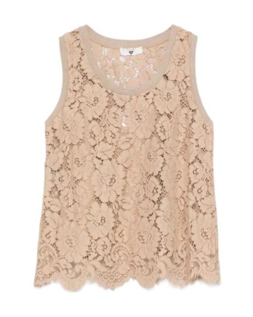 Twinset Natural Lace-Detail Scalloped Top
