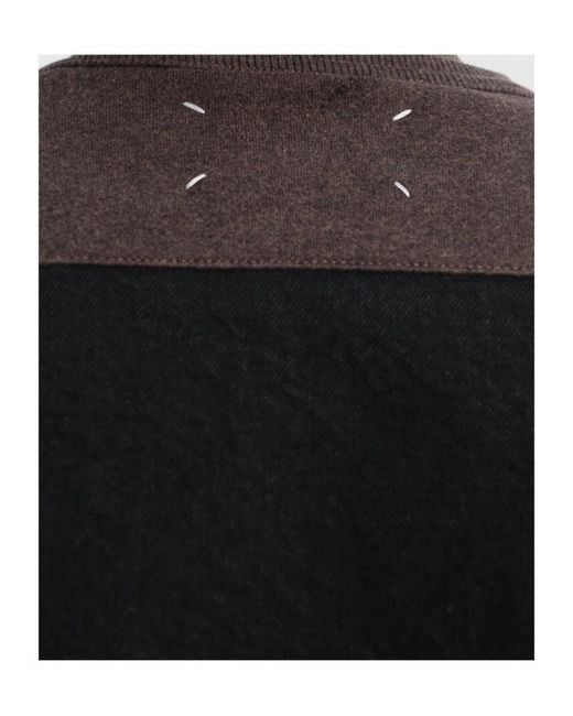 Maison Margiela Brown Denim-Patchwork Crew-Neck Sweatshirt for men