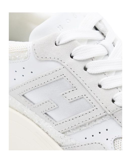 Hogan White Panelled Lace-Up Sneakers