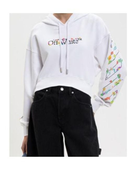 Off-White c/o Virgil Abloh White Floral-Print Hooded Knitwear