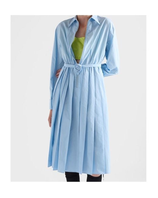 Prada Blue Cotton Poplin Dress