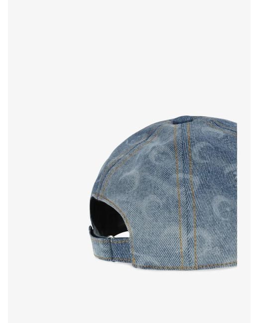 MARINE SERRE Blue Moon Print Denim Cap