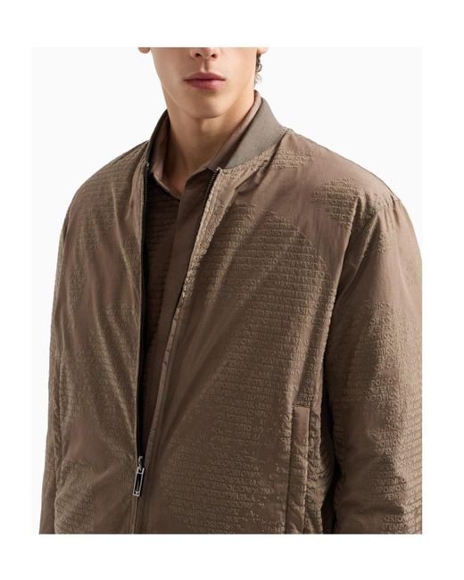 Emporio Armani Natural Quilted Check Bomber Jacket for men