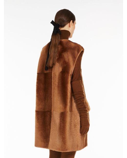 Max Mara Brown Buttoned Sleeveless Coat