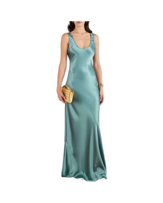 Galvan Blue Valletta Satin Gown