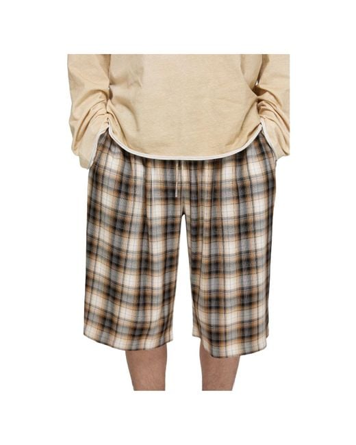 Acne Natural Plaid Shorts for men