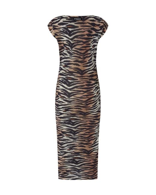 Pinko Multicolor Animal Printed Sheath Midi Dress