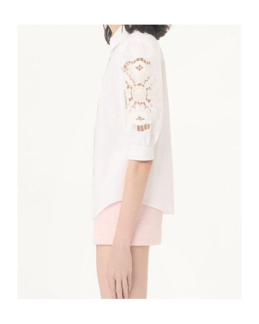 Valentino White Embroidered Button-Up Poplin Shirt
