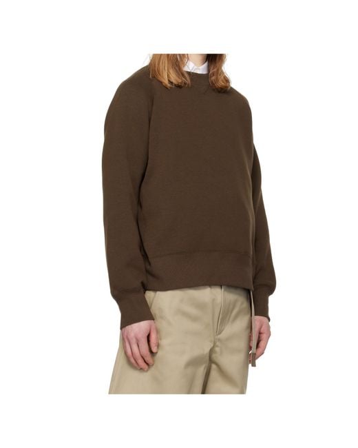 Sacai Brown Crew Neck Pullover Sweatshirt for men