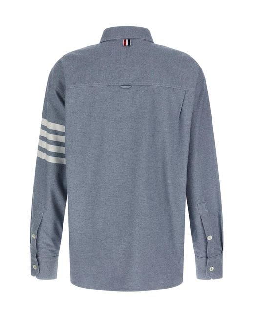 Thom Browne Blue Bar Flannel Shirt for men