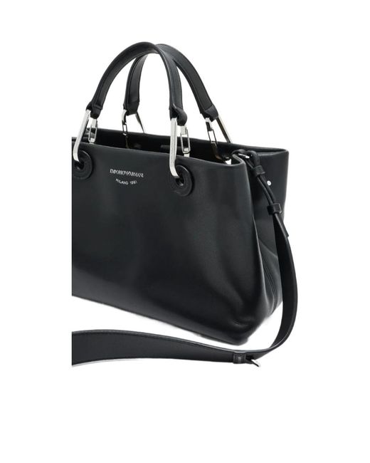 Emporio Armani Black Myea Logo Stamp Top Handle Bag