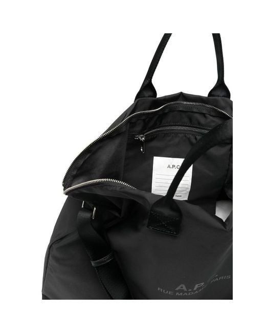 A.P.C. Black Logo Printed Zip-Up Messenger Bag for men
