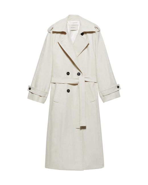MAX&Co. White Undyed Gabardine Trench Coat