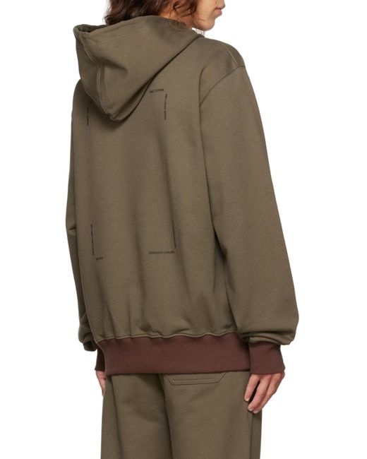 Helmut Lang Brown Logo Patch Drawstring Hoodie for men