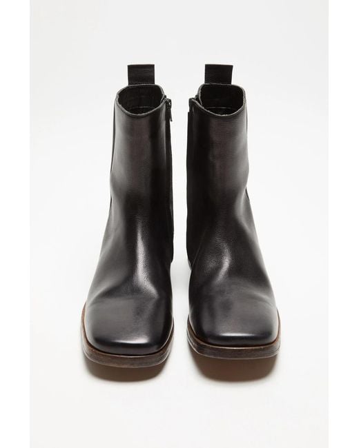 Acne Black Square-Toe Leather Boots for men