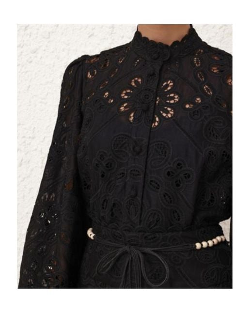 Zimmermann Black Rhiannon Embroidered Blouse