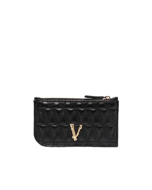 Versace Black Virtus Quilted Cardholder