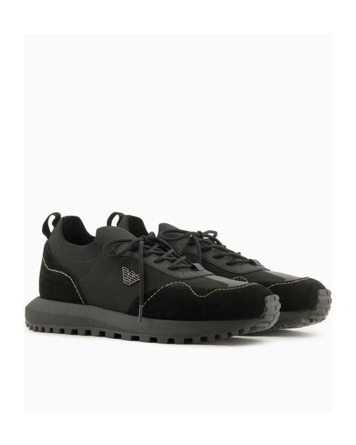Emporio Armani Black Laced Sneakers for men