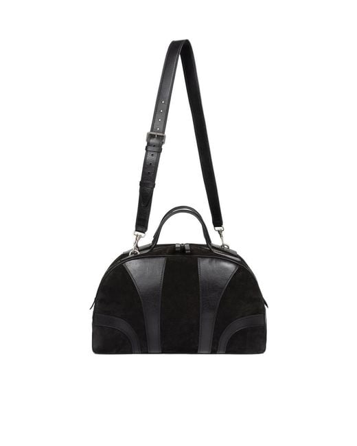 Dries Van Noten Black Suede Duffle Bag for men