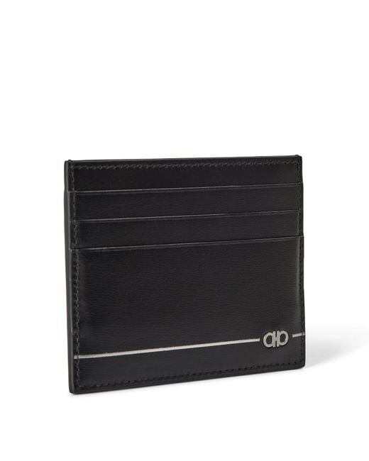Ferragamo Black Leather Card Holder for men