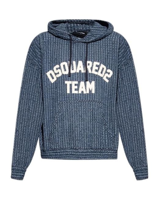 DSquared² Blue Logo-Patch Hoodie for men